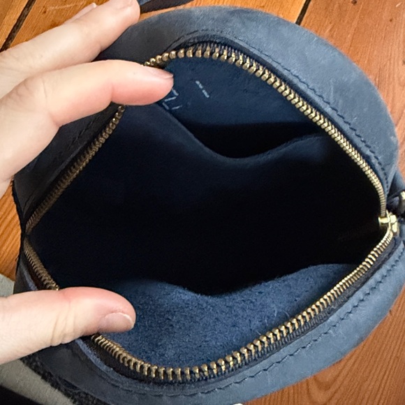 Portland Leather Round Crossbody in Deep Blue - Picture 2 of 7